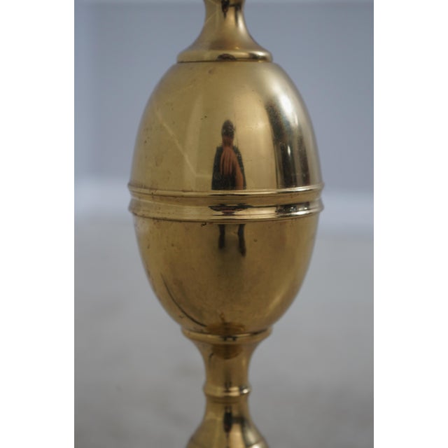 Pair Virginia Metalcrafters Colonial Style Brass Fireplace Andirons For Sale In Philadelphia - Image 6 of 13