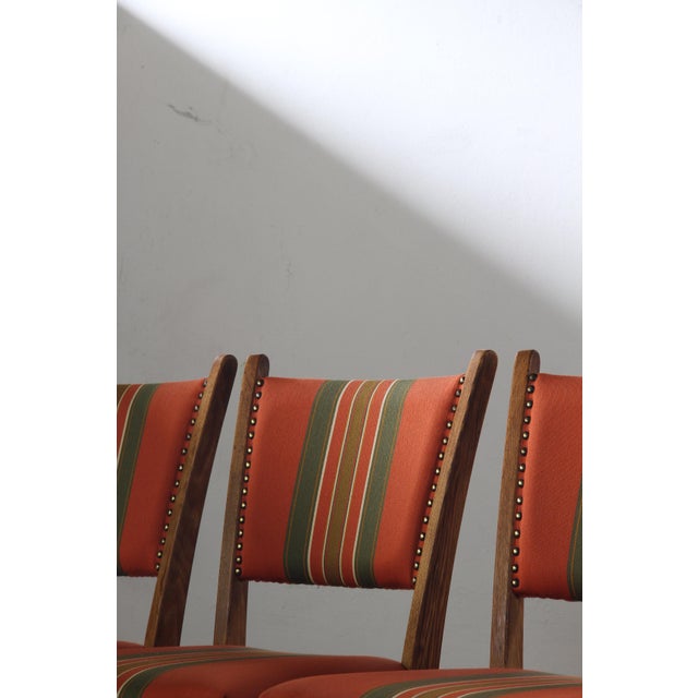 Brown Vintage Danish Brutalist Tall Back Chairs attributed to Henning Kjærnulf, 1960s, Set of 4 For Sale - Image 8 of 18