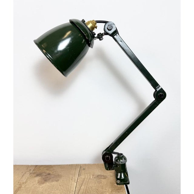 Industrial Green Enamel Adjustable Table Lamp, 1960s For Sale - Image 11 of 18