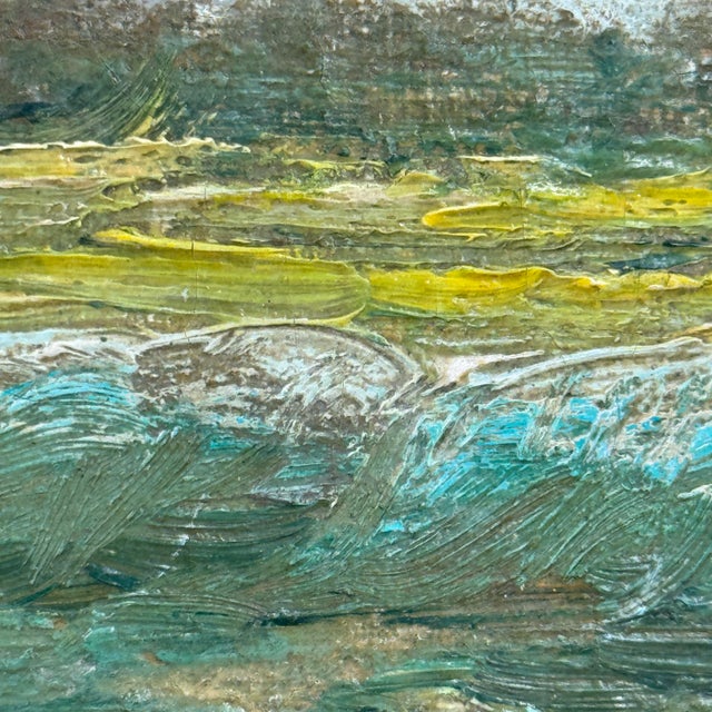 Antique Italian Mother & Child Beach Scene Oil Painting, Salvaged Fragment For Sale - Image 4 of 12