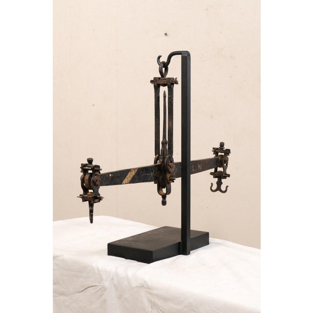 Metal Mid 20th Century French Mercantile Iron Scale on Stand For Sale - Image 7 of 12