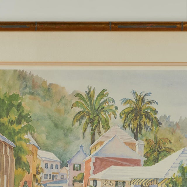 Mid-Century Modern Vintage Lithograph of Bermuda by Mary Powell For Sale - Image 3 of 13