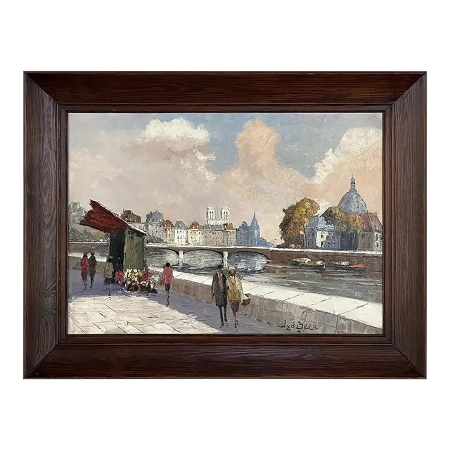 Vintage Framed Oil Painting on Canvas by J. Van Der Berk For Sale