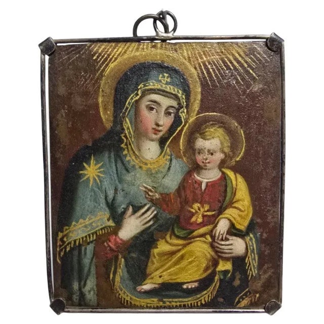 Double-Sided Diptych with Saint Nicholas of Tolentino & Virgin and Child, 1650, Oil on Copper For Sale - Image 13 of 13