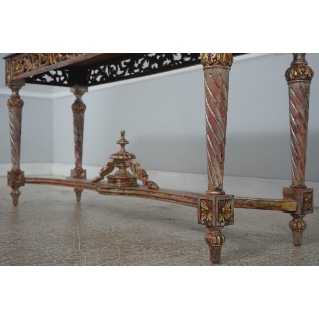 Glass French Louis XVI Mirror Top Carved Console Table For Sale - Image 7 of 14