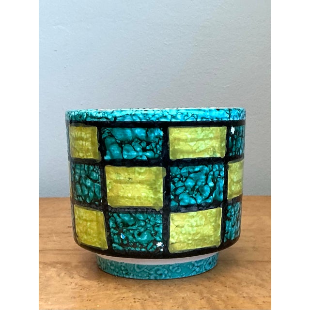 Vintage Italian Checkerboard Ceramic Cache Pot For Sale - Image 12 of 12