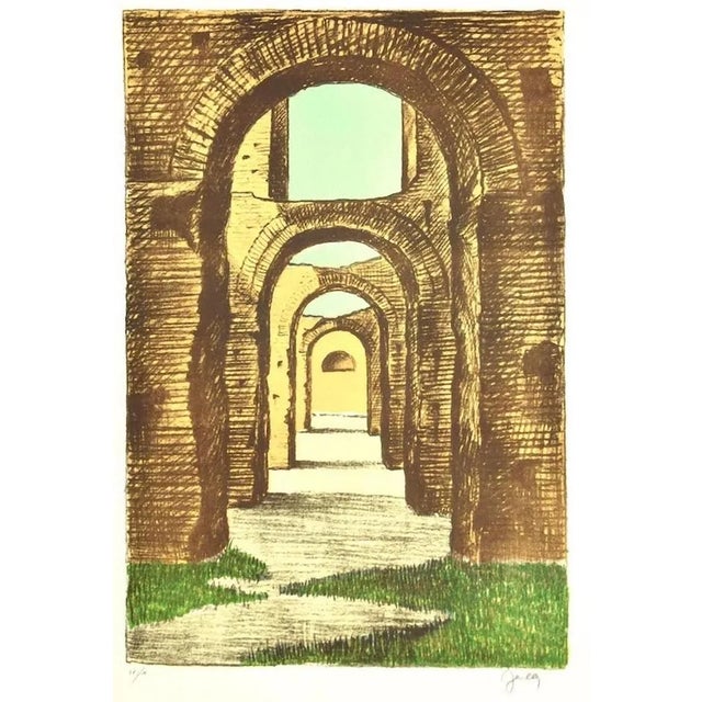 Fabio Failla - Baths of Caracalla - Original Lithograph by Fabio Failla - 1980s For Sale