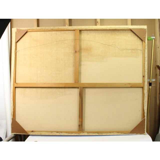 Paint 1960s Vintage Large Mid-Century Modern Colorful Hard Edge Acrylic Painting For Sale - Image 7 of 7