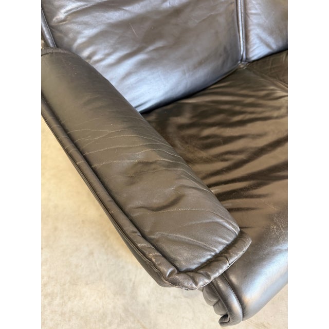Black Vintage 1970’s Otto Zapf for Knoll Attrb Follow Me Black Leather Two Seat Sofa For Sale - Image 8 of 9