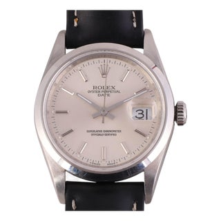 1990s Rolex Oyster Date 15200 Automatic Watch Stainless Steel Silver Dial Strap For Sale