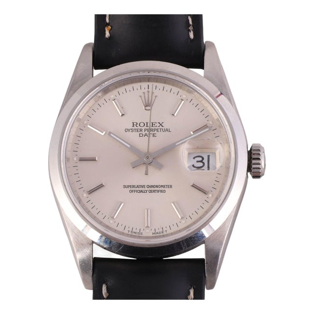 1990s Rolex Oyster Date 15200 Automatic Watch Stainless Steel Silver Dial Strap For Sale