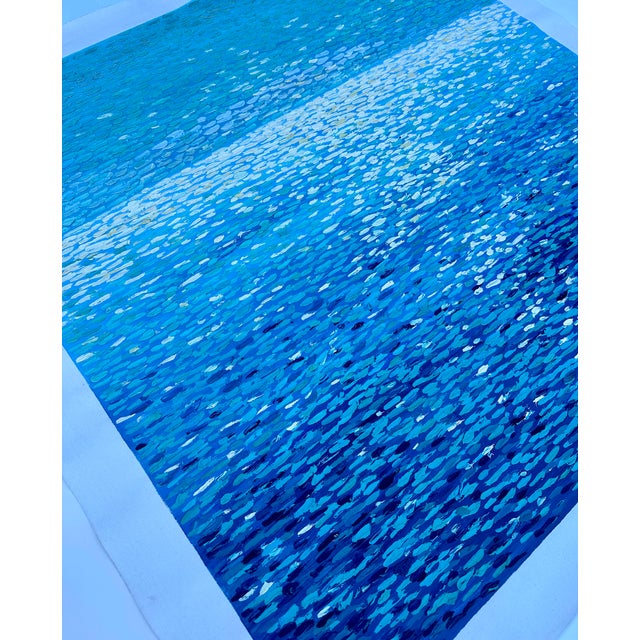 Seascape Shimmering Water — Original Oil Painting, Unstretched, by Ryan C. For Sale - Image 9 of 9