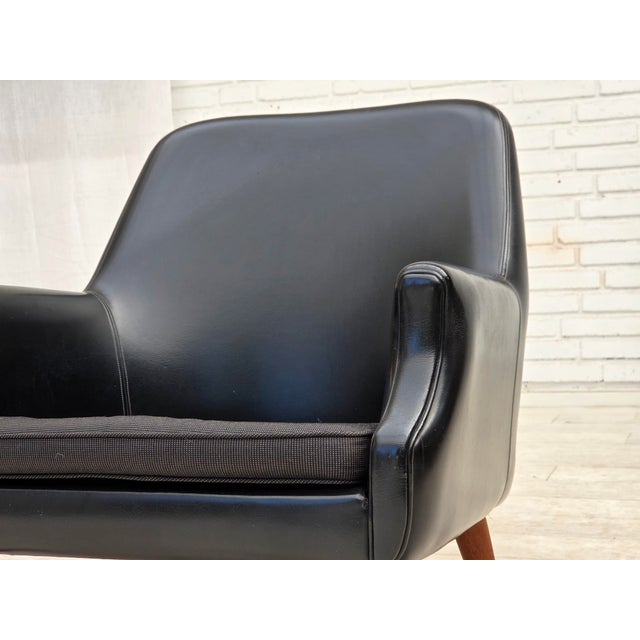 Danish Armchair in Artificial Leather and Teak Wood Legs, 1970s For Sale - Image 11 of 18