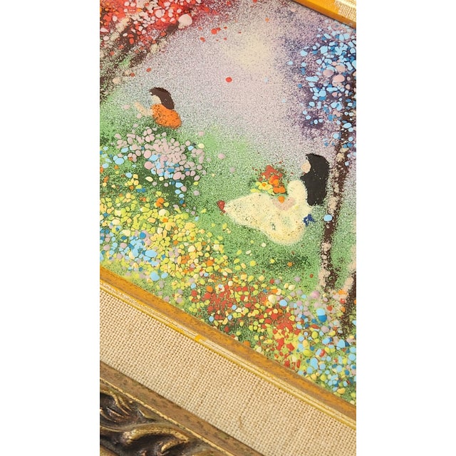 Pair of Mid-Century Enamel on Copper Figural Paintings in Gilt Frames, Circa 1960s For Sale - Image 16 of 18