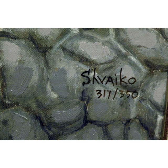 1990s Viktor Shvaiko the Drake Framed Hand Embellished Artwork on Canvas For Sale - Image 5 of 6