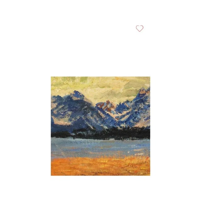 Orange Circa 1970, Vintage Framed American Western Mountain Range Landscape Oil Painting For Sale - Image 8 of 10