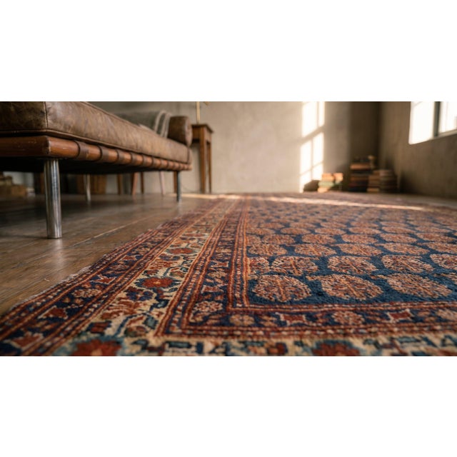 Navy Blue Beauteous Navy Background Color With Paisley Pattern Antique Persian Tabriz Rug For Sale - Image 8 of 8