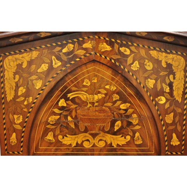 Traditional Antique Satinwood Dutch Marquetry Inlay Beveled Glass Console Pier Wall Mirror For Sale - Image 3 of 11