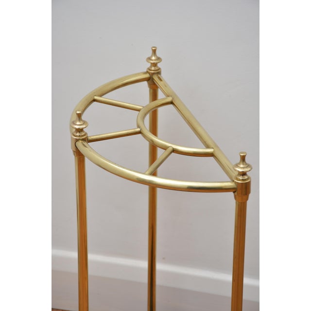 Black Demi Lune Brass Umbrella Stand, 1920 For Sale - Image 8 of 11