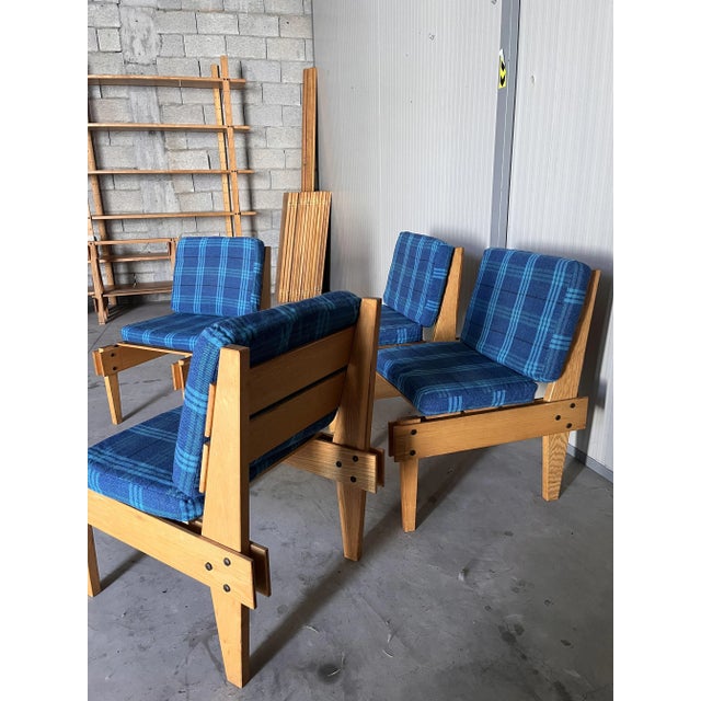 1960s Brutalist Upholstered Wooden Armchairs, 1960s, Set of 4 For Sale - Image 5 of 8