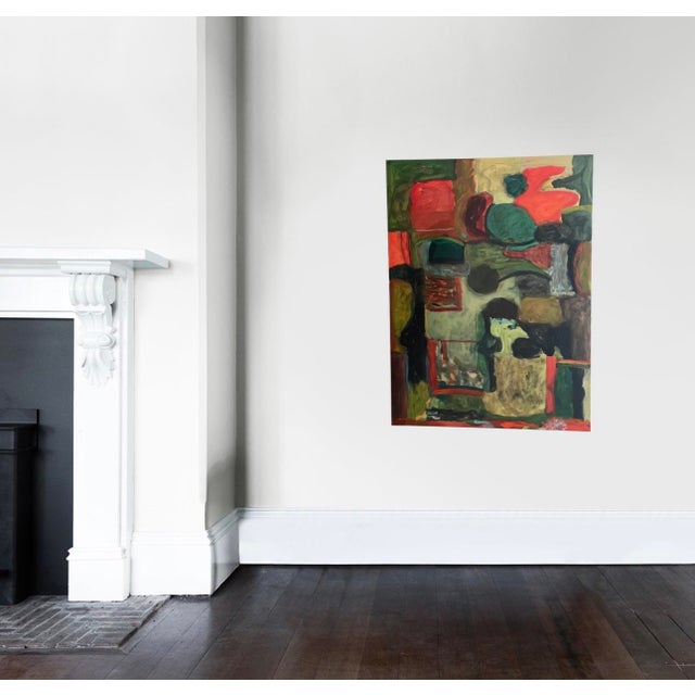 This abstract work of art is by MARJORIE SCHLOSSMAN (American, b. 1944), who painted this handsome acrylic work of art on...