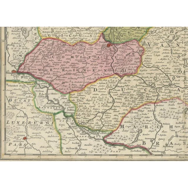 Antique Map of Mecklenburg-Vorpommern in Germany by J.B. Homann, 1720 For Sale - Image 4 of 6