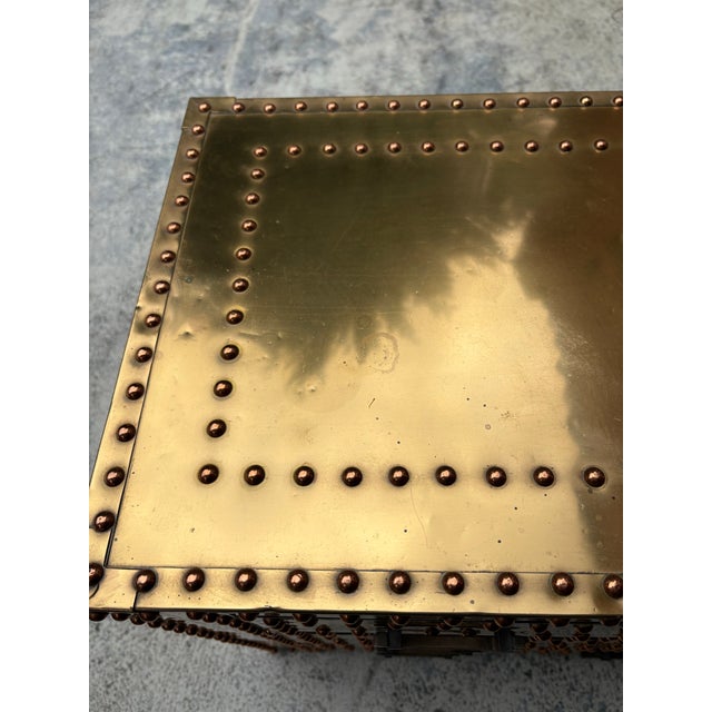 Sarreid Ltd. 1970s Brass Campaign Style Nightstand in the Style of Sarried For Sale - Image 4 of 8