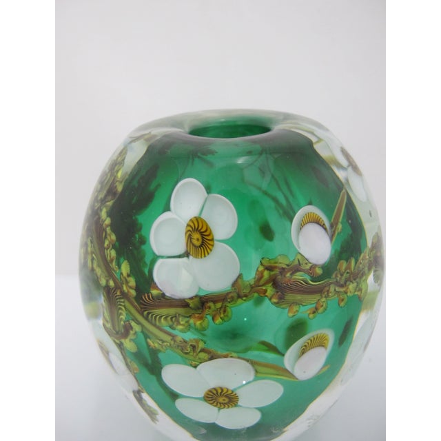 Green Chris Heilman Multi-Layered Glass Green Plum Blossom Paperweight Vase Sculpture For Sale - Image 8 of 11