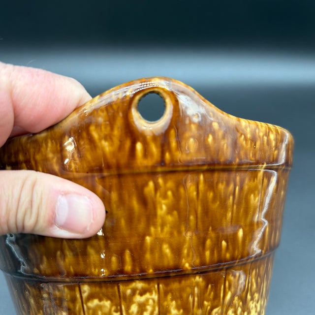 Brown A Antique Rockingham Glazed Yellowware Pottery Barrel Form Crock, Circa 1860’s For Sale - Image 8 of 12