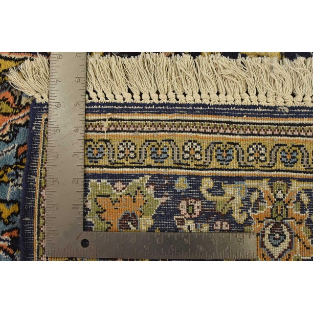 Qom Rug 3’7” X 5’3” Blue Wool Vintage Traditional Hand-Knotted Carpet For Sale - Image 12 of 12