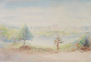 Antique Plein Air Watercolor Landscape Painting