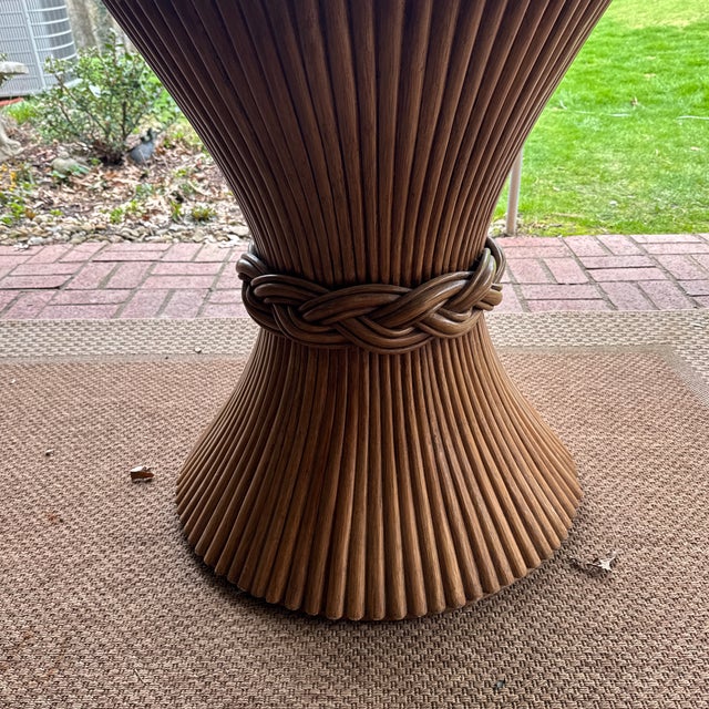 Late 20th Century McGuire Bamboo Rattan Hourglass Dining Table Signed For Sale - Image 5 of 12