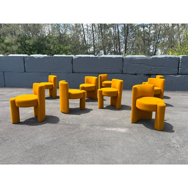 Set of Nine Modern Designer Chairs, Sunflower Yellow For Sale - Image 11 of 12