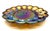 An exquisite, unused egg dish/relish dish made of iridescent gold carnival glass, manufactured by the Indiana Glass...