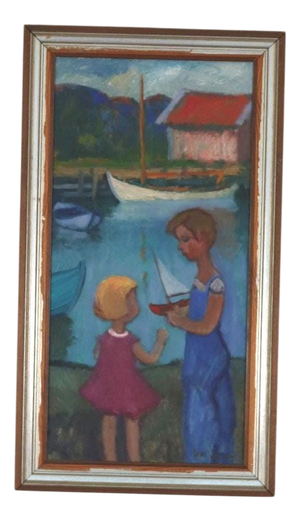 Wilhelm Sjöholm, Children Play, 1950s, Oil on Canvas