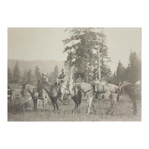 Early 20th Century Pack Horses and Family Trip Snapshot Photograph
