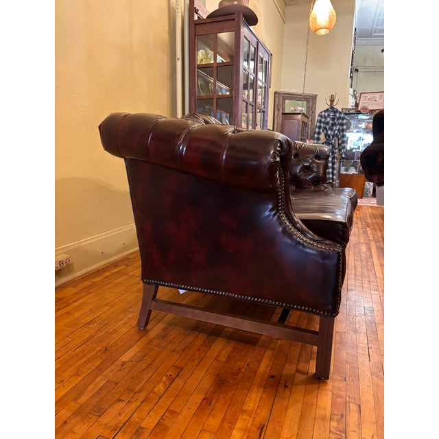 Kimball Vintage Kimball Faux Leather Chesterfield Settee For Sale - Image 4 of 8
