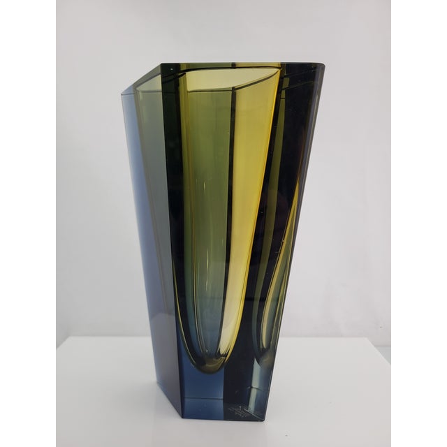 Kaj Franck Nuutajarvi Notsjo Prisma Tri-Color Art Glass MCM Diamond Vase For Sale - Image 15 of 18