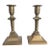 Pair of Antique Brass Victorian Candlesticks, Beaded Square Base For Sale