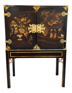 Antique Chinoiserie Chest on Stand