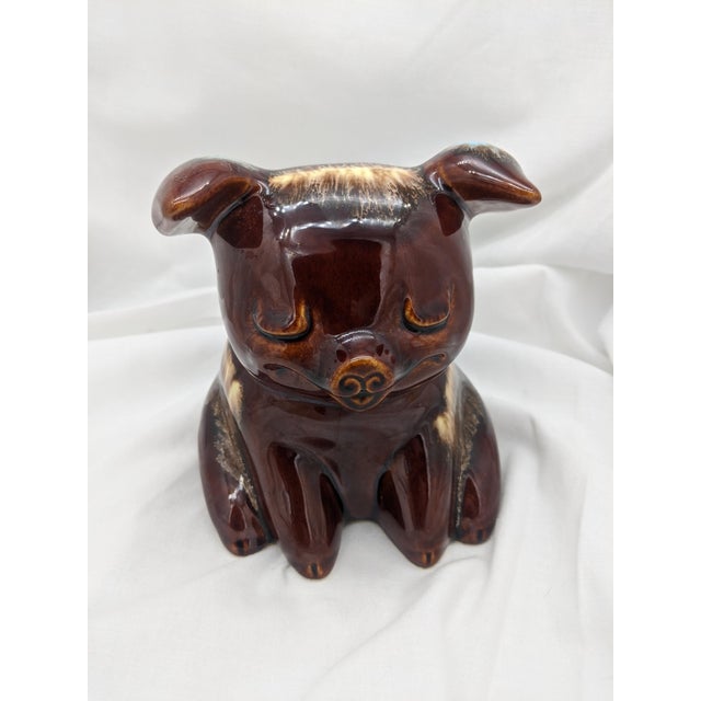 Hull Usa Pottery Piggy Bank Brown Aqua Ivory Drip Glaze Chairish