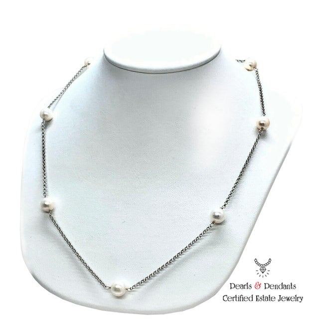 Metal Akoya Pearl Necklace 14k Gold Women Certified For Sale - Image 7 of 8