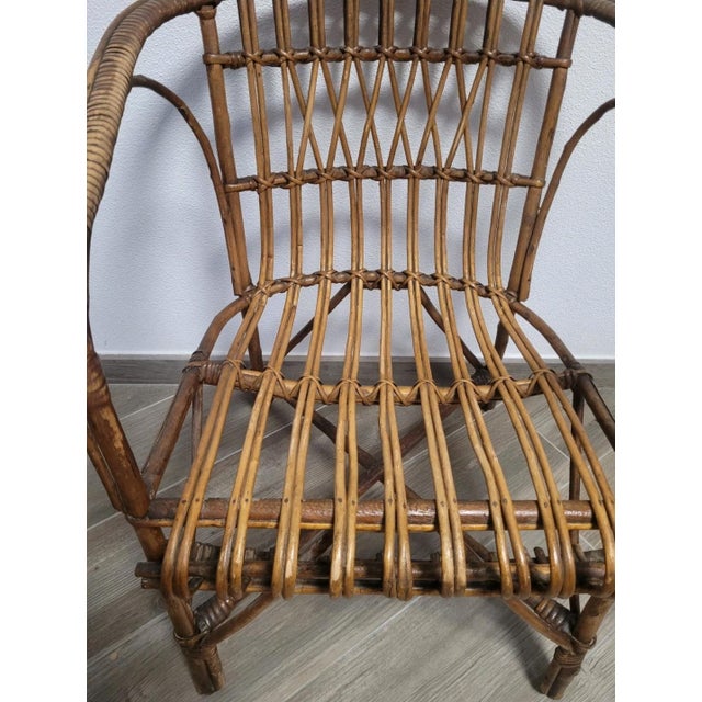 Vintage Bamboo Armchair with Bracket For Sale - Image 3 of 9