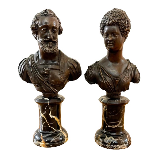 De Medicis Portrait Busts of King Henry IV & Queen Maria De Medici - A Pair For Sale