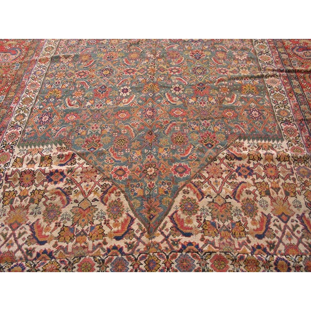 1820s Green Herati Medallion Antique n.w. Persian Gallery Rug 6'10" X 17' Handknotted Wool Carpet For Sale - Image 4 of 18