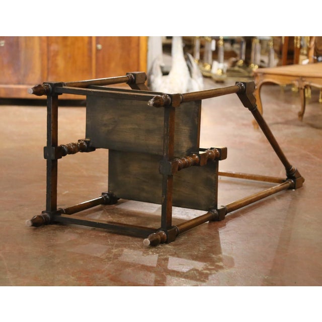 Brown Mid-Century French Louis XIII Style Oak Library Two-Step Ladder For Sale - Image 8 of 8