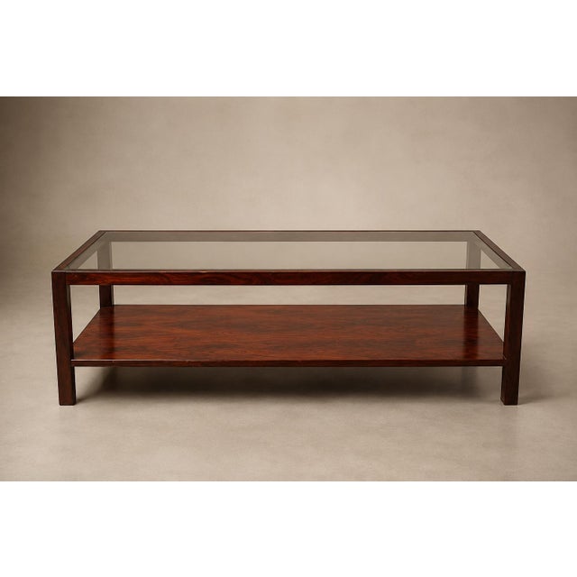 1960s Brazilian Modern Two-Tier Coffee Table in Rosewood and Glass by Celina Decorações, 1960s For Sale - Image 5 of 18