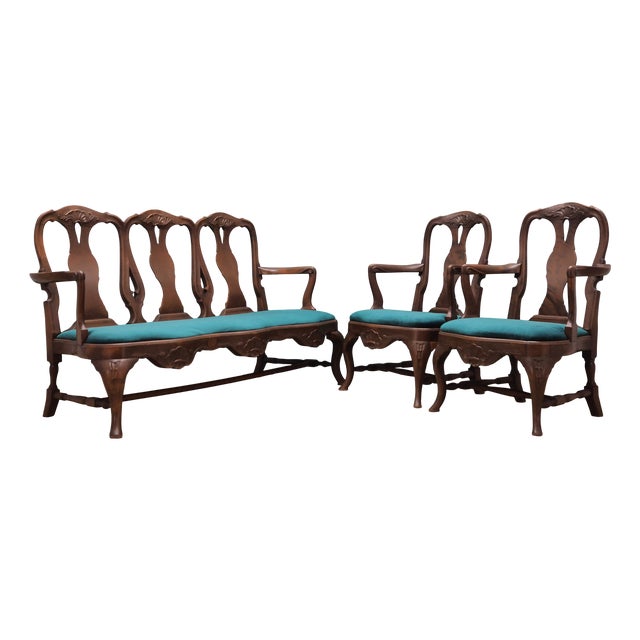 Chippendale Style Living Room Set, 1970s, Set of 3 For Sale