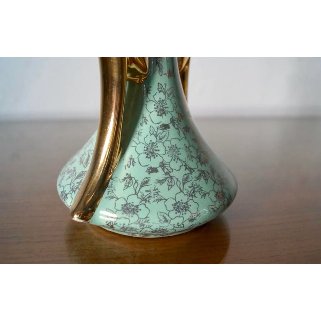 1950’s Mid-Century Modern Small Ceramic & 22k Gold Vase For Sale - Image 9 of 11