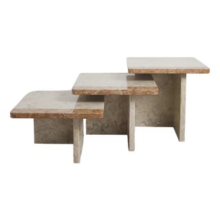 Postmodern Marble Nesting Tables, 1980s, Set of 3 For Sale